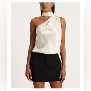 Express Asymmetrical Mock Neck in Ivory